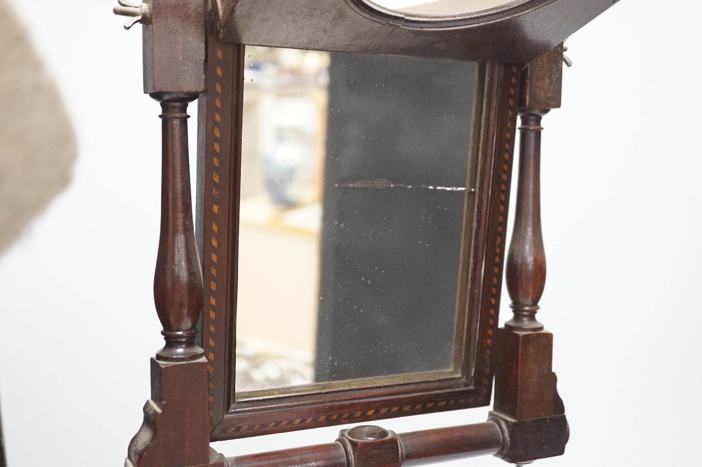 A late 19th century inlaid mahogany zograscope, 62cm